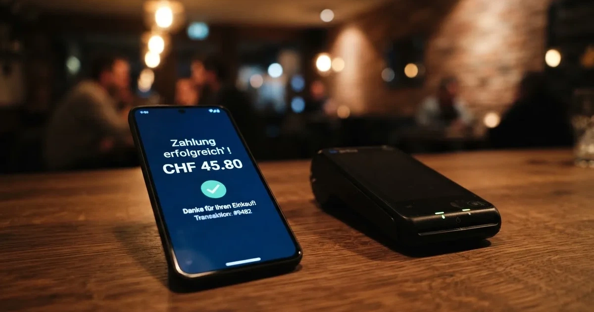 Kartenterminal und Smartphone mit einer ausstehenden Zahlungsbenachrichtigung — 40 franken bonus ohne einzahlung casino