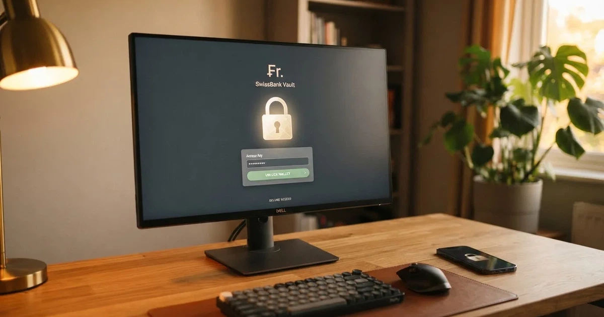 Geöffnete Krypto-Wallet auf einem Monitor mit stilisiertem digitalem Schloss — beste online casinos ohne verifizierung