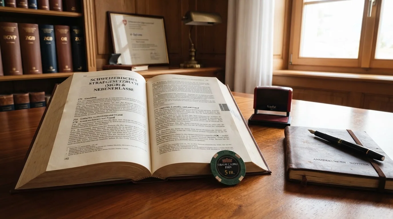 Amtliches Schreiben mit Stempel auf einem Schreibtisch neben einem Gesetzbuch — bitcoin cash casino vergleich